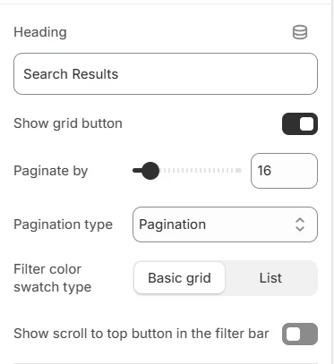 Search template settings