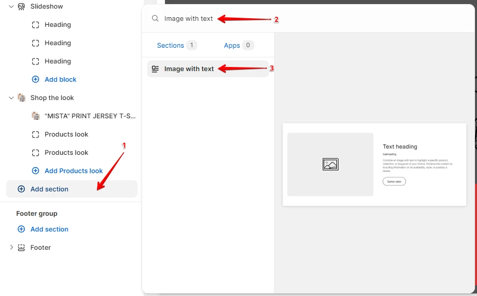 Image with text add section