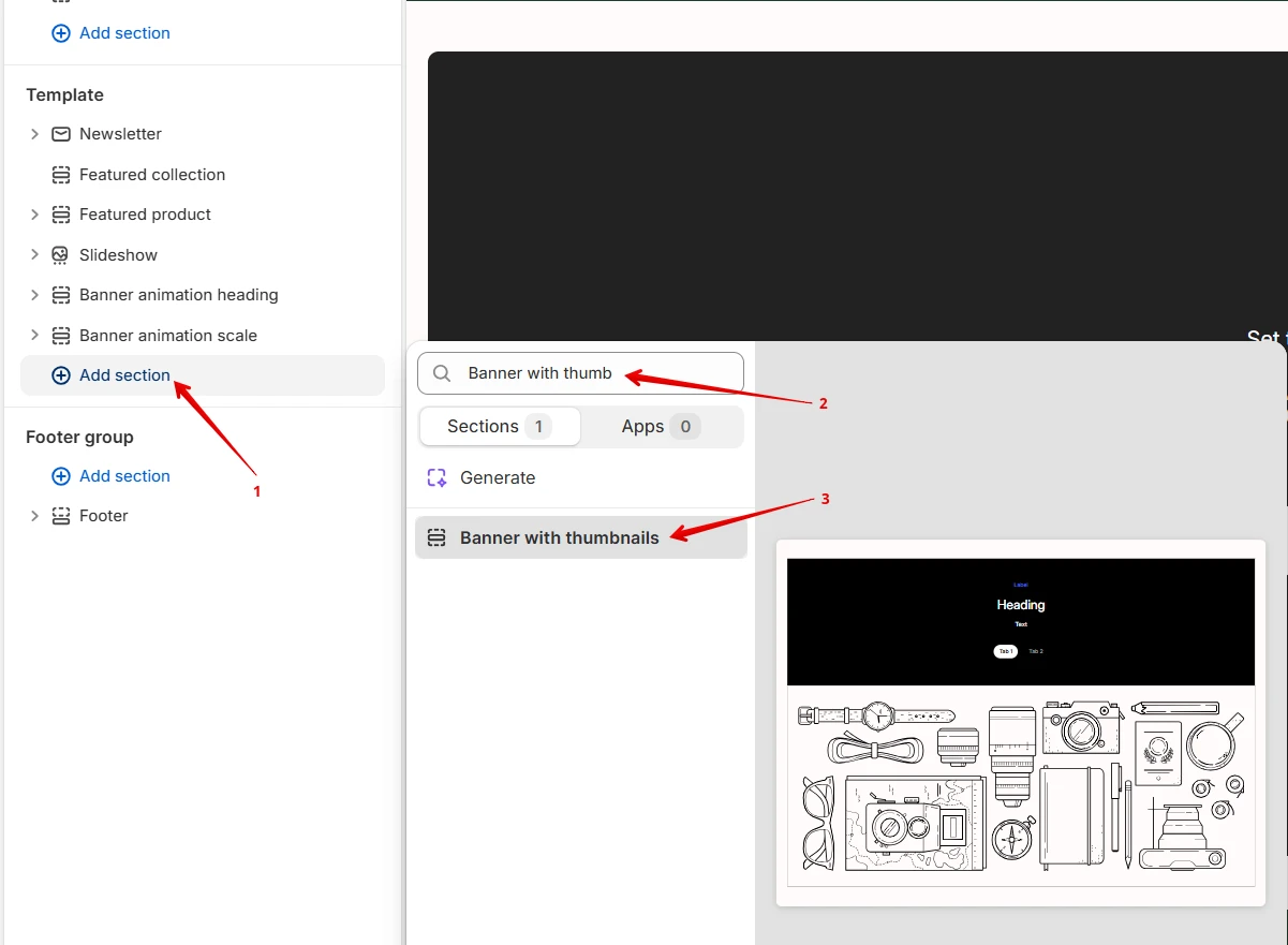 add banner with thumb