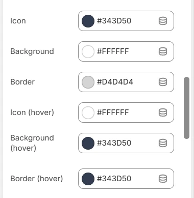 social buttons theme settings