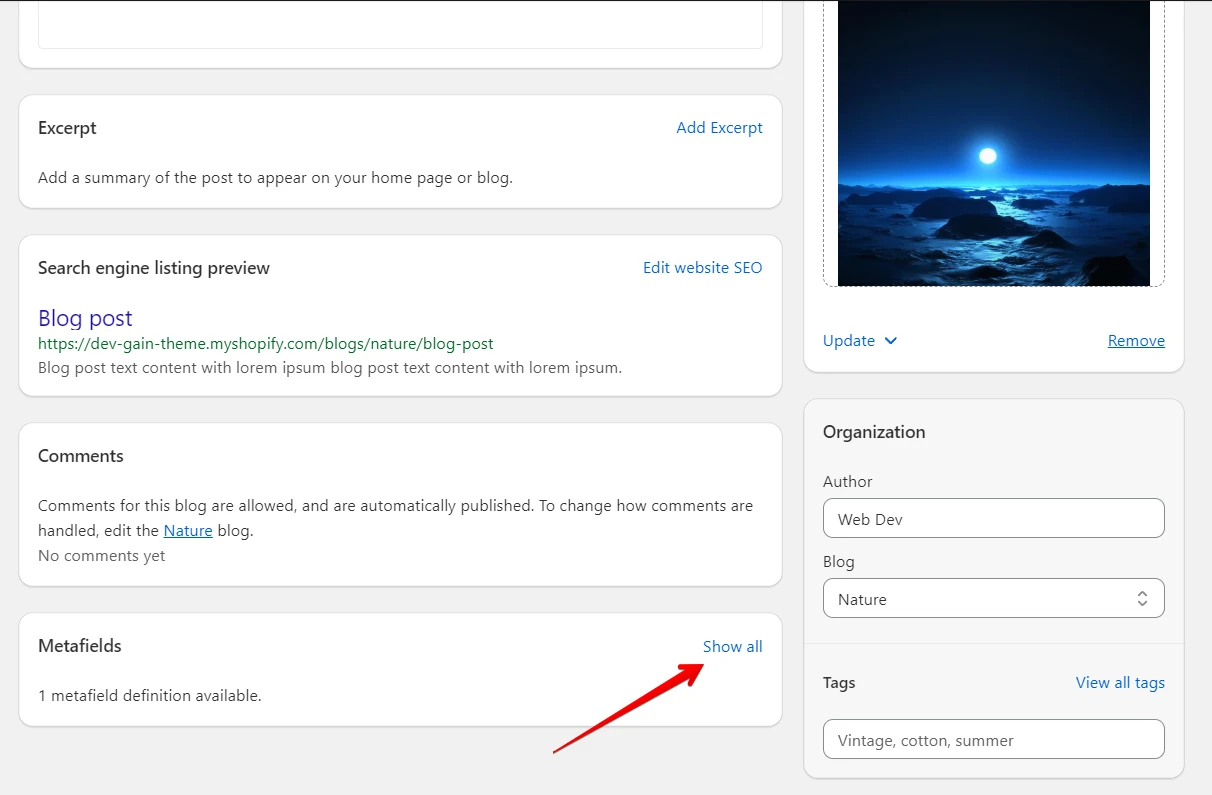 blog post setting