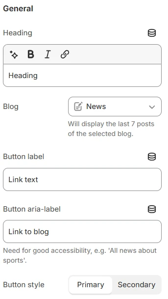 general settings