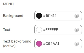 header settings color menu