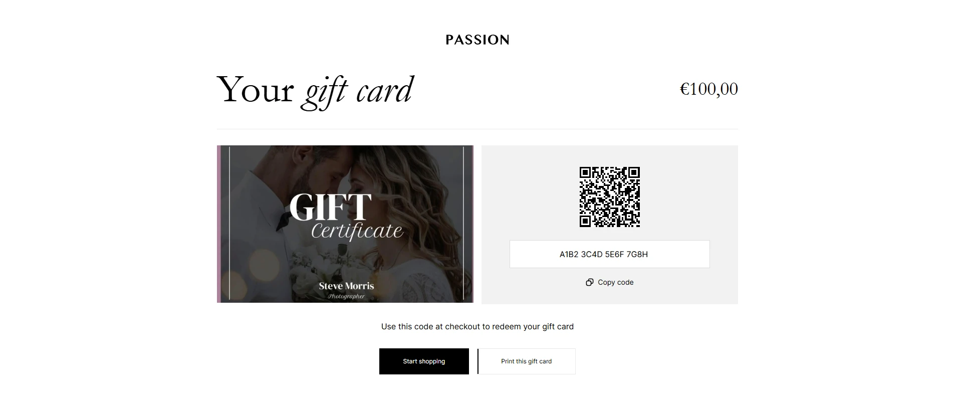 gift card page