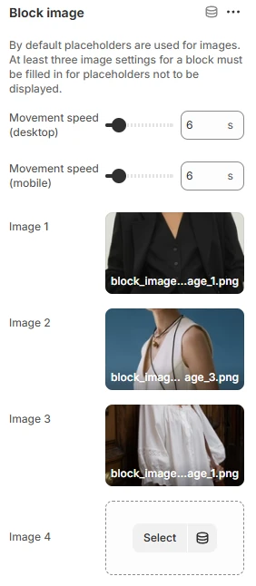 blocks settings