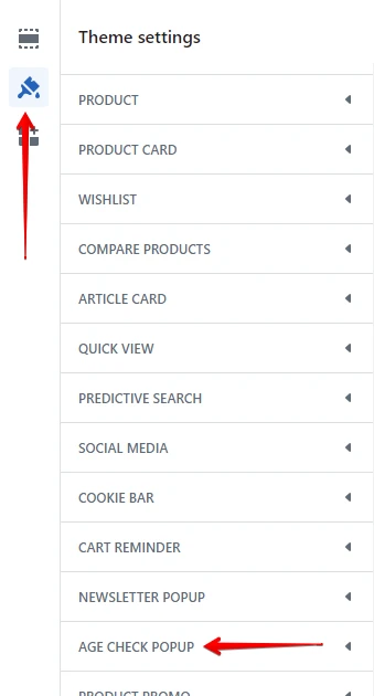 Age check popup settings
