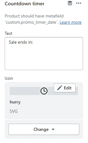 Featured product / product template (Block Countdown timer. General)