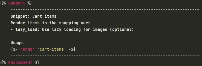 Snippet: cart-items.liquid