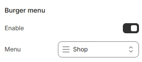header settings burger menu