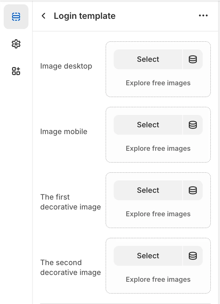 Login template settings