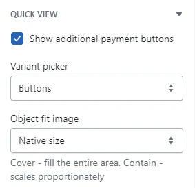 Quick view (Quick view settings. General)