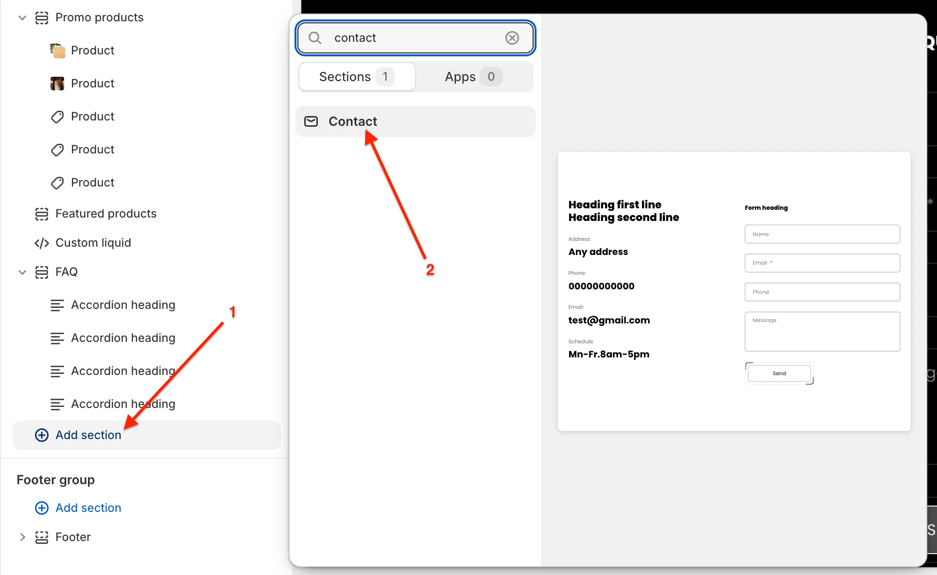 Add contact section