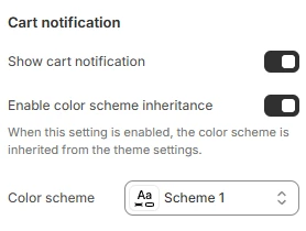 cart notification settings
