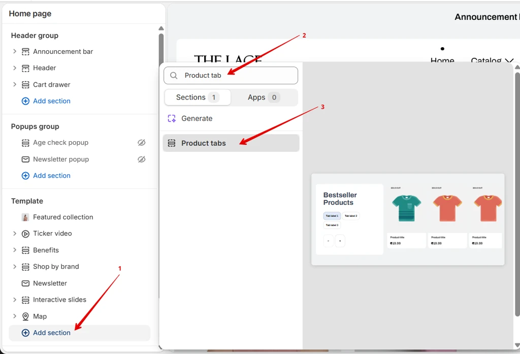 add Product tabs