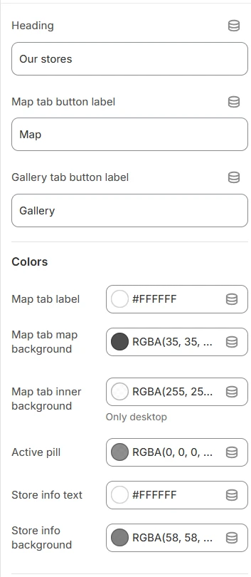 Store locator settings