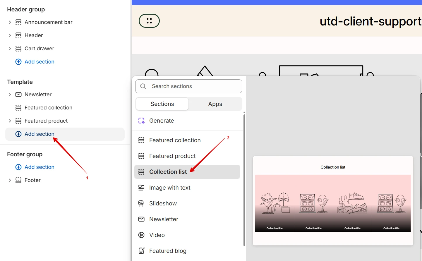 add collection list
