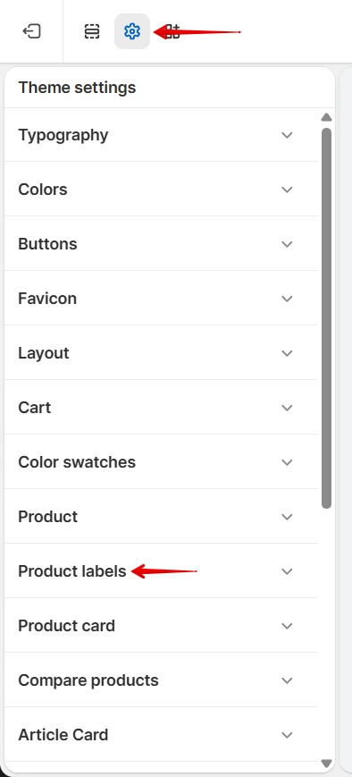 theme settings product labels