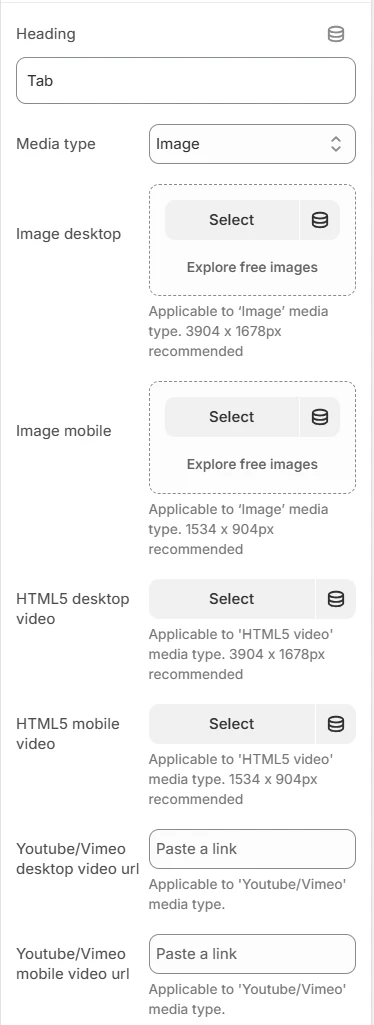 banner with thumbnails tab block