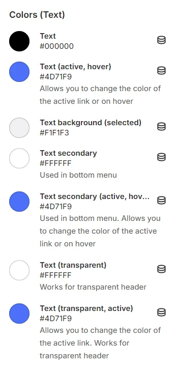 header colors text