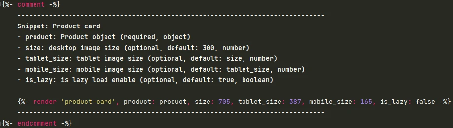 Product Card Snippet (snippet)