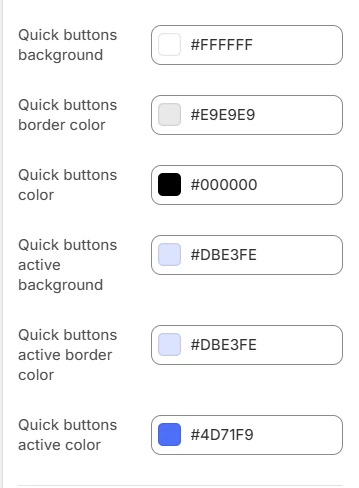 product card quick view colors